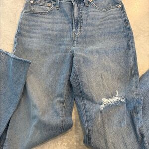 Madewell Light Blue Distressed Straight Leg Jeans